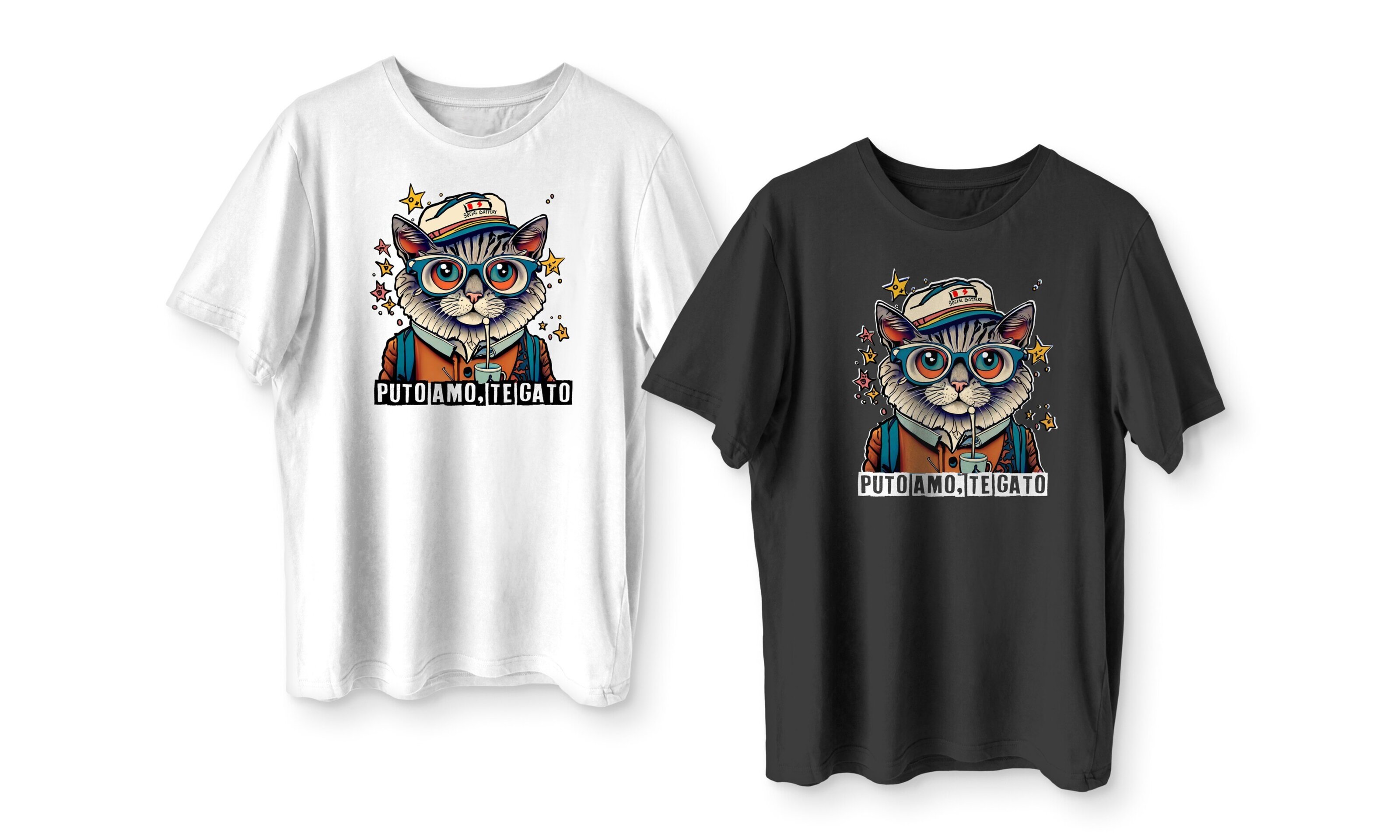 Camiseta Psicogatete CARBÓN (blanco/negro) - 5